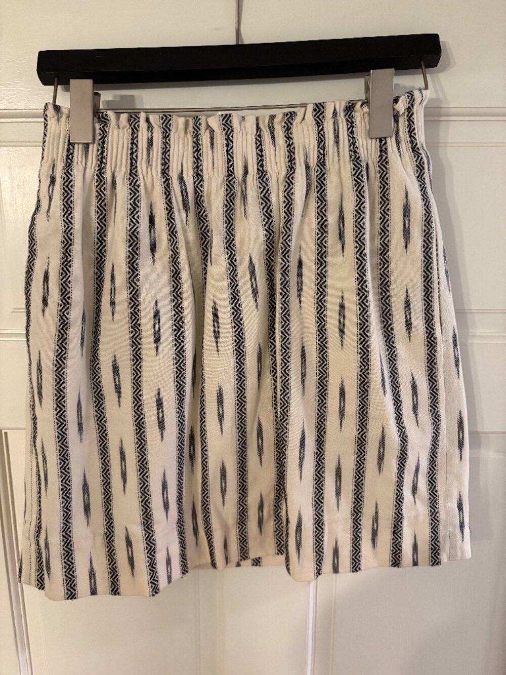 J.Crew Factory Cotton Mini Skirt | Ivory/Black Ikat | Size 2